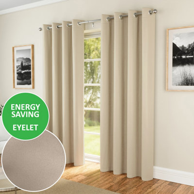 Enhanced Living Nightfall Plain Supersoft Natural Thermal Blockout Eyelet Curtains (Pair)46 X 54 Inch (117 X 137Cm) from B&Q