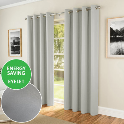 Enhanced Living Nightfall Plain Supersoft Grey Thermal Blockout Eyelet Curtains (Pair)90 X 90 Inch (229 X 229Cm) from B&Q