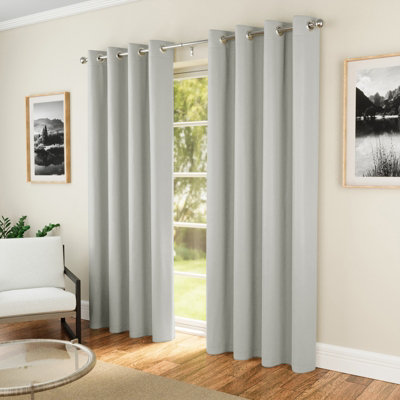 Enhanced Living Nightfall Plain Supersoft Grey Thermal Blockout Eyelet Curtains (Pair)66 X 72 Inch (168 X 183Cm) from B&Q