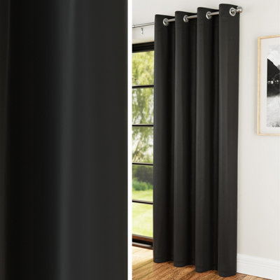 Enhanced Living Nightfall Plain Supersoft Black Thermal Blockout (Single) Eyelet Door Curtain66 X 84 Inch (168 X 214Cm) from B&Q
