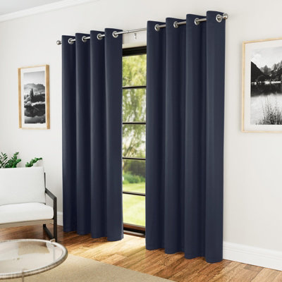 Enhanced Living Nightfall Plain Supersoft Navy Thermal Blockout Eyelet Curtains (Pair)46 X 72 Inch (117 X 183Cm) from B&Q