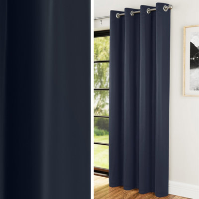 Enhanced Living Nightfall Plain Supersoft Navy Thermal Blockout (Single) Eyelet Door Curtain66 X 84 Inch (168 X 214Cm) from B&Q