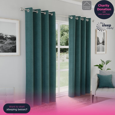 Enhanced Living Austin 100% BlackoutThermal Teal Curtains With Eyelet Header (Pair)46X90 Inch (117X229Cm) from B&Q