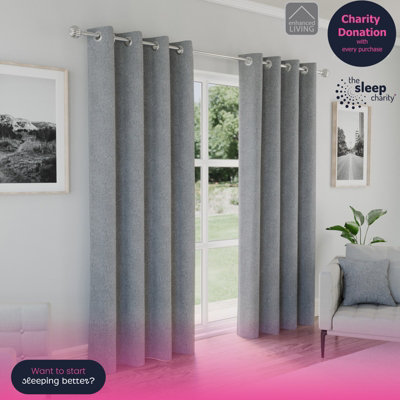 Enhanced Living Austin 100% BlackoutThermal Grey Curtains With Eyelet Header (Pair)66X54 Inch (168X137Cm) from B&Q