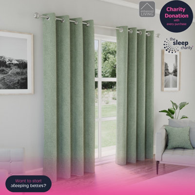 Enhanced Living Austin 100% BlackoutThermal Green Curtains With Eyelet Header (Pair)66X72 Inch (168X183Cm) from B&Q