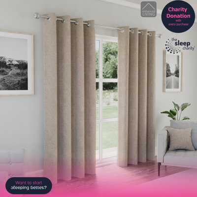 Enhanced Living Austin 100% BlackoutThermal Natural Curtains With Eyelet Header (Pair)66X54 Inch (168X137Cm) from B&Q