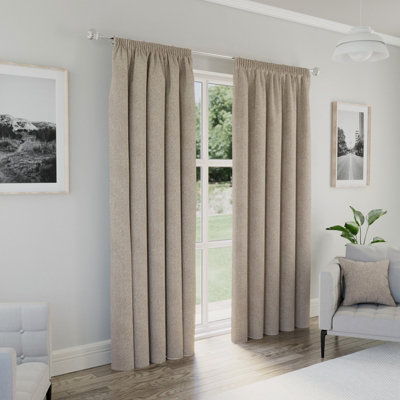 Enhanced Living Dallas 100% Blackout Thermal Natural Curtains With 3" Tape Top Header (Pair)90X108 Inch (229X274Cm) from B&Q