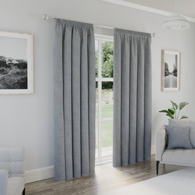 Enhanced Living Dallas 100% Blackout Thermal Grey Curtains With 3" Tape Top Header (Pair)90X108 Inch (229X274Cm) from B&Q