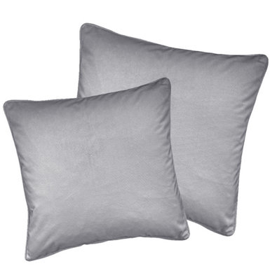 B&Q - Luxury  Pair Of Grey Velvet Cushion Covers43X43CmCases Only