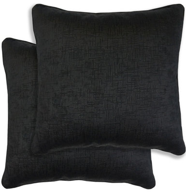 B&Q -  Pair Of Vogue Black Textured Cushion Covers43X43CmCases Only