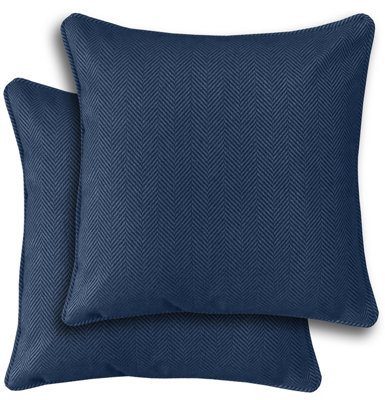B&Q -  Pair Of Chester Navy Herringbone Cushion Covers43X43CmCases Only