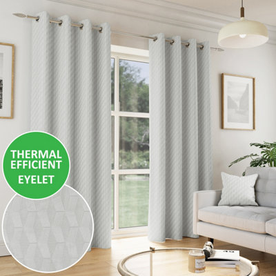 Enhanced Living Tokyo Grey 66 X 54 Inch (168X137Cm) Eyelet Thermal Noise Reducing Dim Out Curtains (Pair) from B&Q