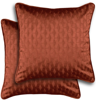 B&Q -  Pair Of Tokyo Orange Geometric Embossed Design Cushion Covers43X43CmCases Only