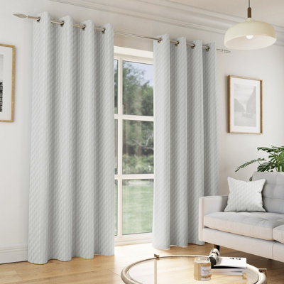 Enhanced Living Tokyo Grey 46 X 72 Inch (117X183Cm) Eyelet Thermal Noise Reducing Dim Out Curtains (Pair) from B&Q