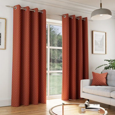 Enhanced Living Tokyo Orange 66 X 72 Inch (168X183Cm) Eyelet Thermal Noise Reducing Dim Out Curtains (Pair) from B&Q