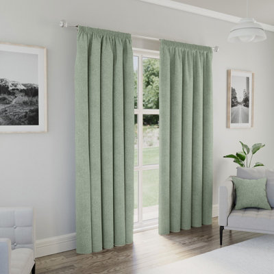 Enhanced Living Dallas 100% Blackout Thermal Green Curtains With 3" Tape Top Header (Pair)90X108 Inch (229X274Cm) from B&Q