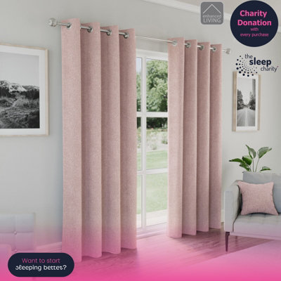 Enhanced Living Austin 100% BlackoutThermal Blush Curtains With Eyelet Header (Pair)46X54 Inch (117X137Cm) from B&Q