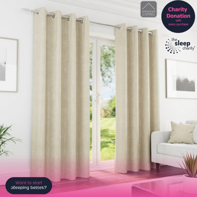 Enhanced Living Knightsbridge 100% BlackoutThermal Cream Curtains With Eyelet Header (Pair)66X90 Inch (168X229Cm) from B&Q