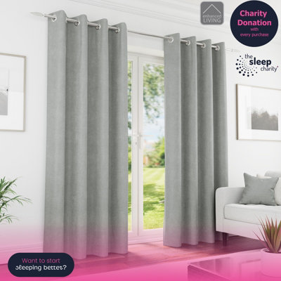 Enhanced Living Knightsbridge 100% BlackoutThermal Grey Curtains With Eyelet Header (Pair)66X90 Inch (168X229Cm) from B&Q