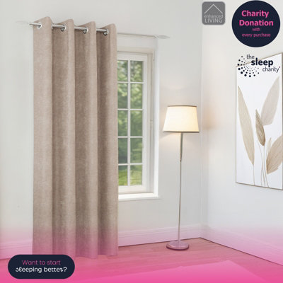 Enhanced Living Knightsbridge 100% BlackoutThermal Sand Single Door Curtain With Eyelet Header66X84 Inch (168X214Cm) from B&Q