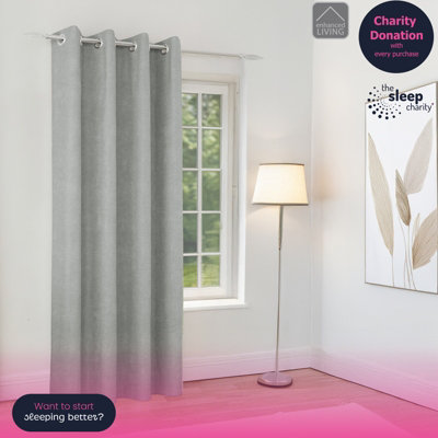 Enhanced Living Knightsbridge 100% BlackoutThermal Grey Single Door Curtain With Eyelet Header66X84 Inch (168X214Cm) from B&Q