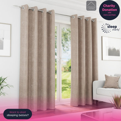 Enhanced Living Knightsbridge 100% BlackoutThermal Sand Curtains With Eyelet Header (Pair)90X108 Inch (229X274Cm) from B&Q