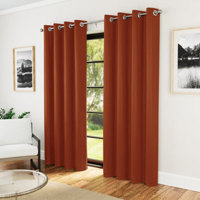 Enhanced Living Nightfall Plain Supersoft Orange Thermal Blockout Eyelet Curtains (Pair)46 X 54 Inch (117 X 137Cm) from B&Q