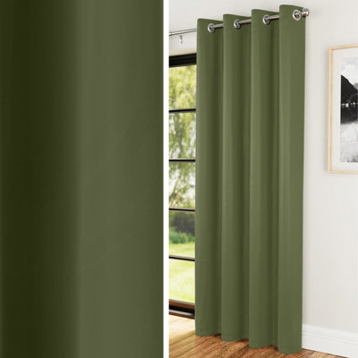 Enhanced Living Nightfall Plain Supersoft Olive Green Thermal Blockout (Single) Eyelet Door Curtain66 X 84 Inch (168 X 214Cm) from B&Q