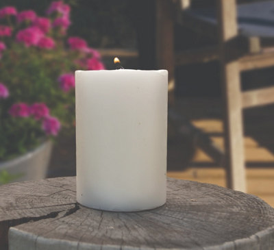 Zero In Natural Citronella Outdoor Pillar Candle Wind Resistant Garden Candle 38H from B&Q
