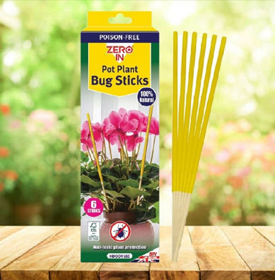 Zero In 6 Houseplant Sticky Insect Traps Plant Pot Sticks Non Toxic Odorless Bug Traps from B&Q