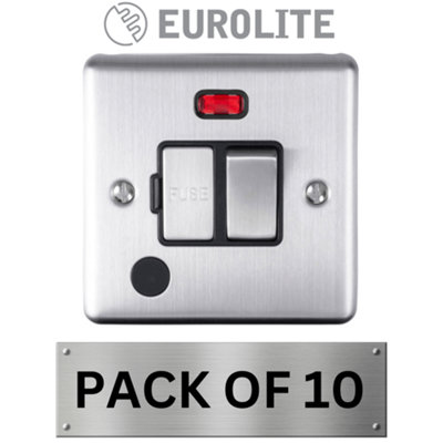 Eurolite 13A Dp Switched Fused Spur With Neon & Flex Outlet: Satin Enhance RangeBlack Trim (10 Pack) from B&Q