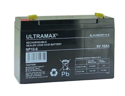 Ultramax Np10-66V 10Ah 20Hr (As 12Ah) Sealed Lead Acid Rechargeable Battery from B&Q