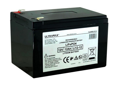 Ultramax Np12-12 / Li12-12 12V 12Ah Lifepo4 Lithium Battery With Charger from B&Q