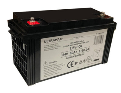 Ultramax Lifepo4 24V 60Ah Lithium Battery Bms Solar Deep Cycle Golf Off Grid Solar Power from B&Q