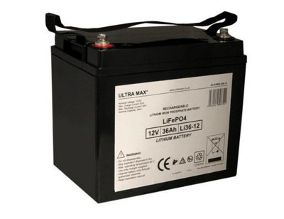 Ultramax 12V 36Ah Lithium Iron Phosphate Lifepo4 Battery Charger Included from B&Q