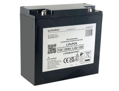 Ultramax Li22-1212V 22Ah Lifepo4 BatteryCharger Included from B&Q