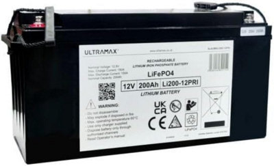 Ultramax 12V 200Ah Lifepo4 BatteryImproved 200A BmsLow Temperature Protection4000-10000 Cycles Deep Cycle Lithium BatteryP from B&Q