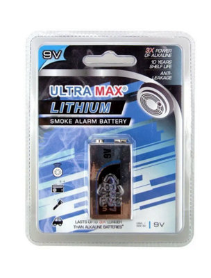 Ultramax Ultra Max 9V Lithium Battery For Alarms And More from B&Q