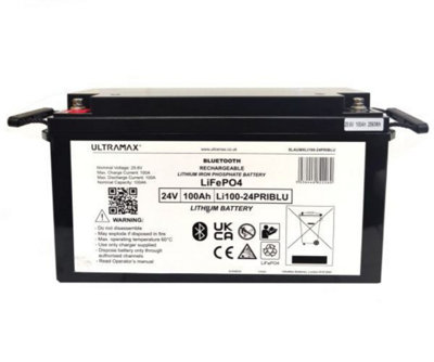 Ultramax Lithium Iron Phosphate Lifepo4 24V 100Ah Charger Included from B&Q