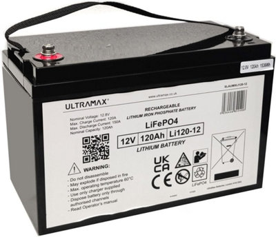 Ultramax Leisure Battery 12V 120Ah Lifepo4 Lithium Battery from B&Q