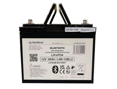 Ultramax 12V 80Ah Lifepo4 With Bluetooth Energy Monitor from B&Q