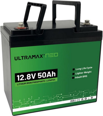 Ultramax Neo 50Ah 12V Lifepo4 Deep Cycle Battery 15,000+ Cycles Trolling MotorsGolf CartsSolarRvsBoats from B&Q