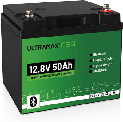Ultramax Neo 50Ah 12V Lifepo4 Lithium Battery Bluetooth  15,000+ Cycles  Trolling MotorsGolf CartsSolarRvsBoats from B&Q