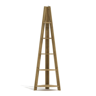 B&Q -  Tiva Oak Corner Ladder ShelvingSleek & Space-Saving 5-Tier Display