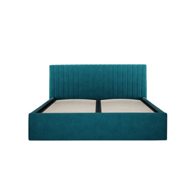 B&Q -  Berlin Teal Ottoman Kingsize BedLuxe Velvet With Smart Storage