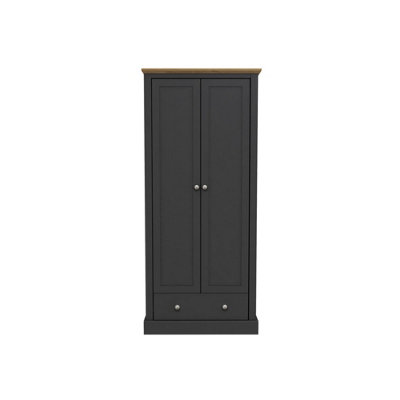 LPD Devon 2 Door WardrobeParticle BoardL56 X W79.7 X H181.5 CmCharcoal from B&Q