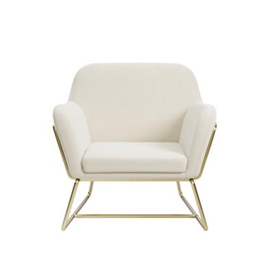 LPD Charles Velvet Cream Armchair Comfortable&relaxed Seating With Brushed Gold Legs from B&Q