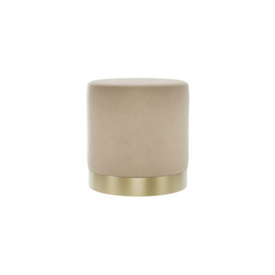 Lara Small Pouffe - Beige Velvet and Brushed Gold - LPD Home - Image 5
