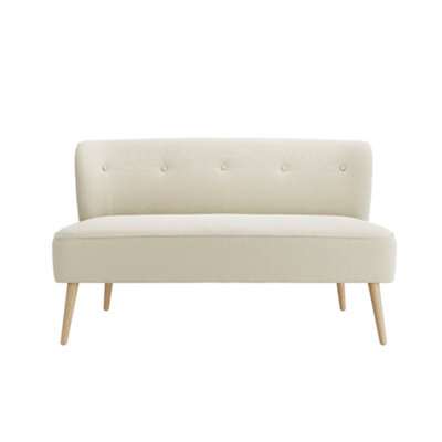 LPD Beau 2 Seater Sofa Sand Upholstery With Blonde Wood Frame Buttoned Back W130.5 D69 H79.5Cm from B&Q