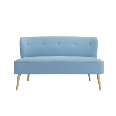 LPD Beau 2 Seater SofaCornflower Blue Upholstery & Blonde Wood Frame from B&Q